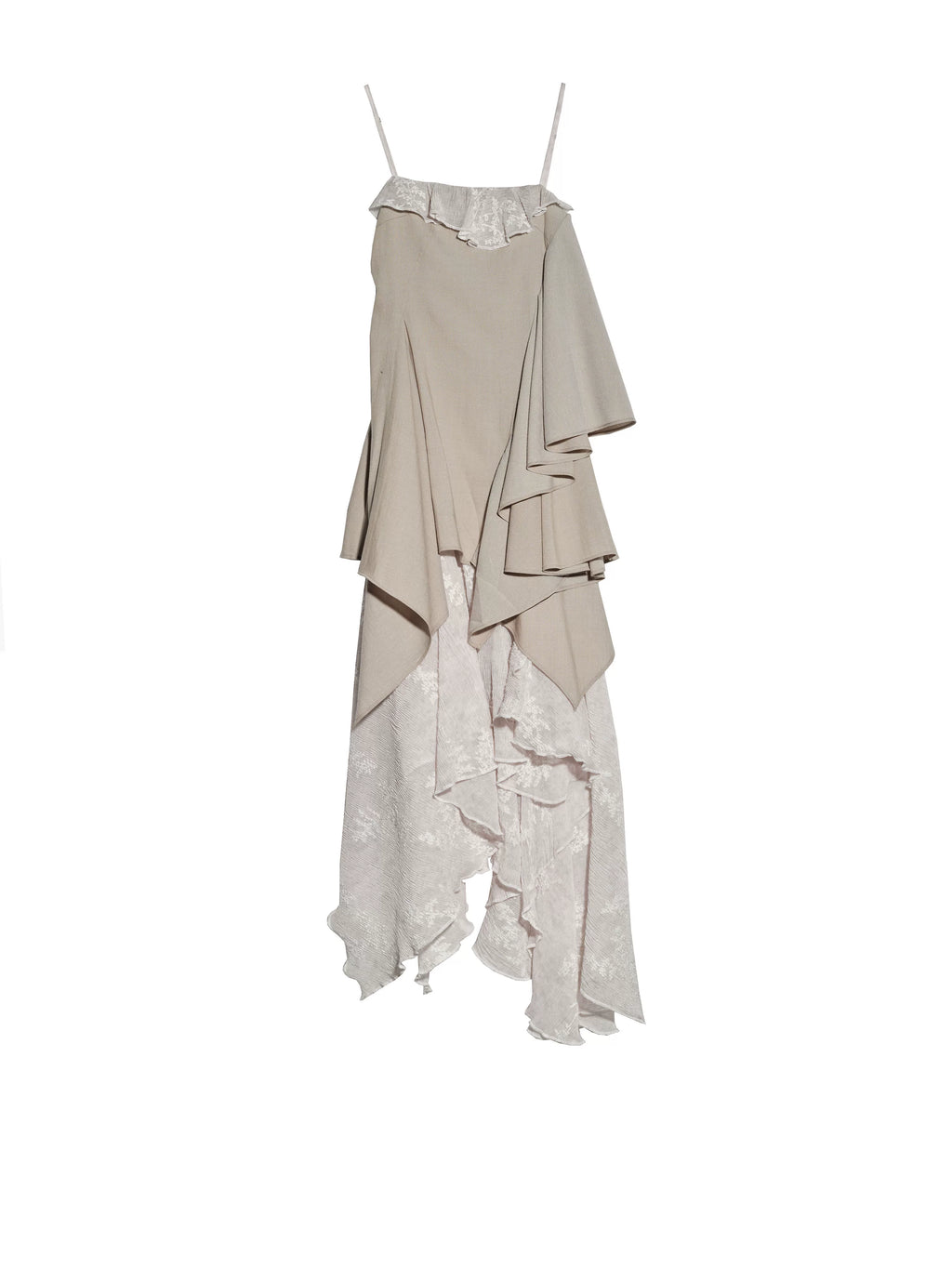 JNYLON Irregular Embroidery Splicing Layered Suspender Skirt