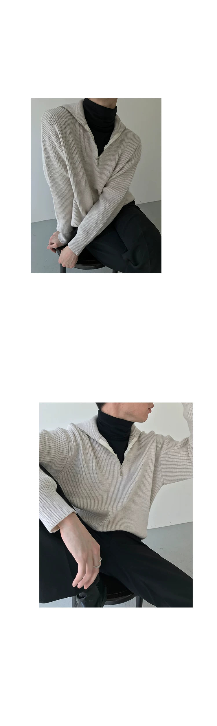 COLN Vintage Turtleneck Zip-up Sweater