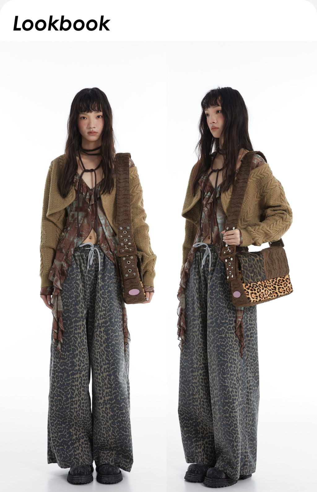 DirtySix "rahrah! Jaguar!" Ah Leopard messenger cow fur bag