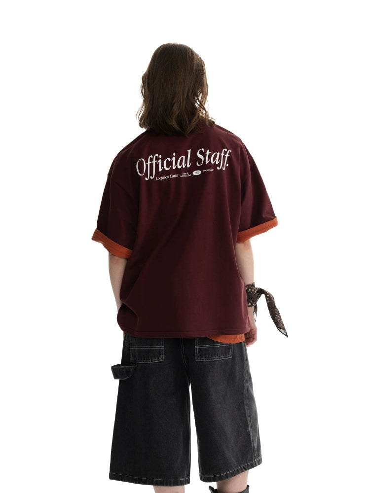 Loopsoon Crew Neck Back Print Loose Casual Tee