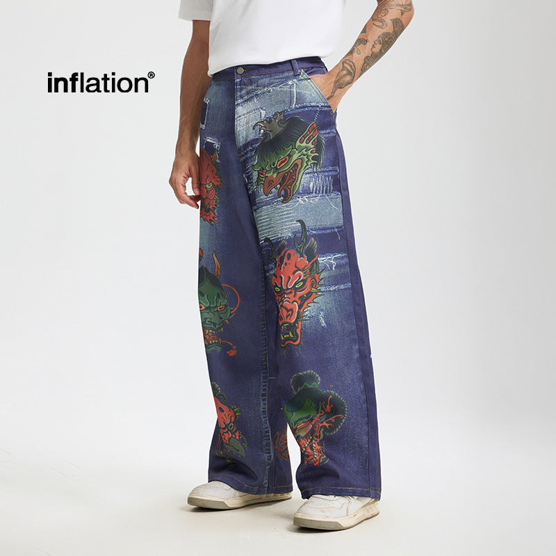 INF explosion ghost digital printing jeans