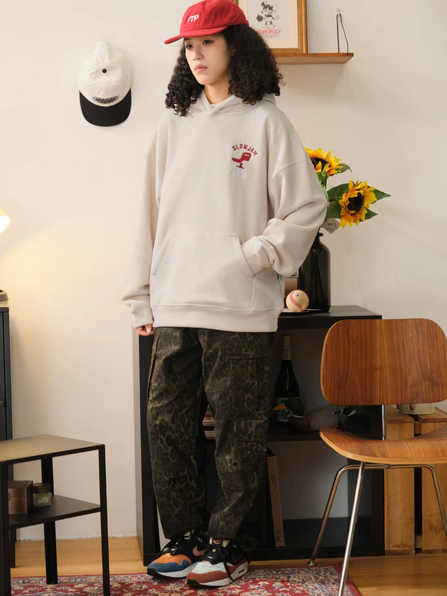 Battles Vintage Loose Versatile Embroidered Hooded Sweater