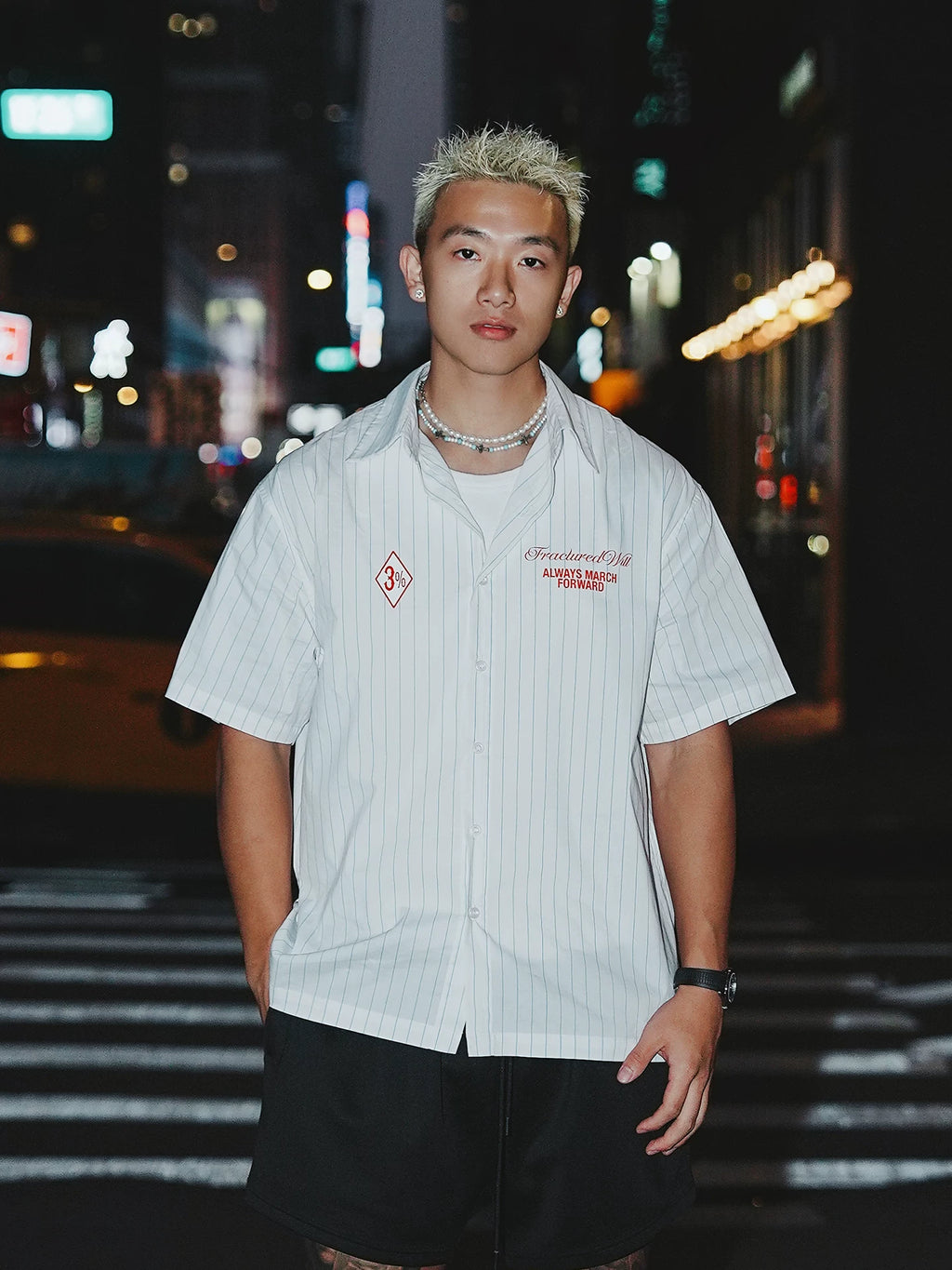 OOTC Vintage Vertical Striped Short Sleeve Shirt