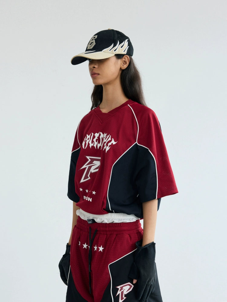 PEOPLESENSE Deconstruction Contrast Splicing Racing Quick Drying Tee