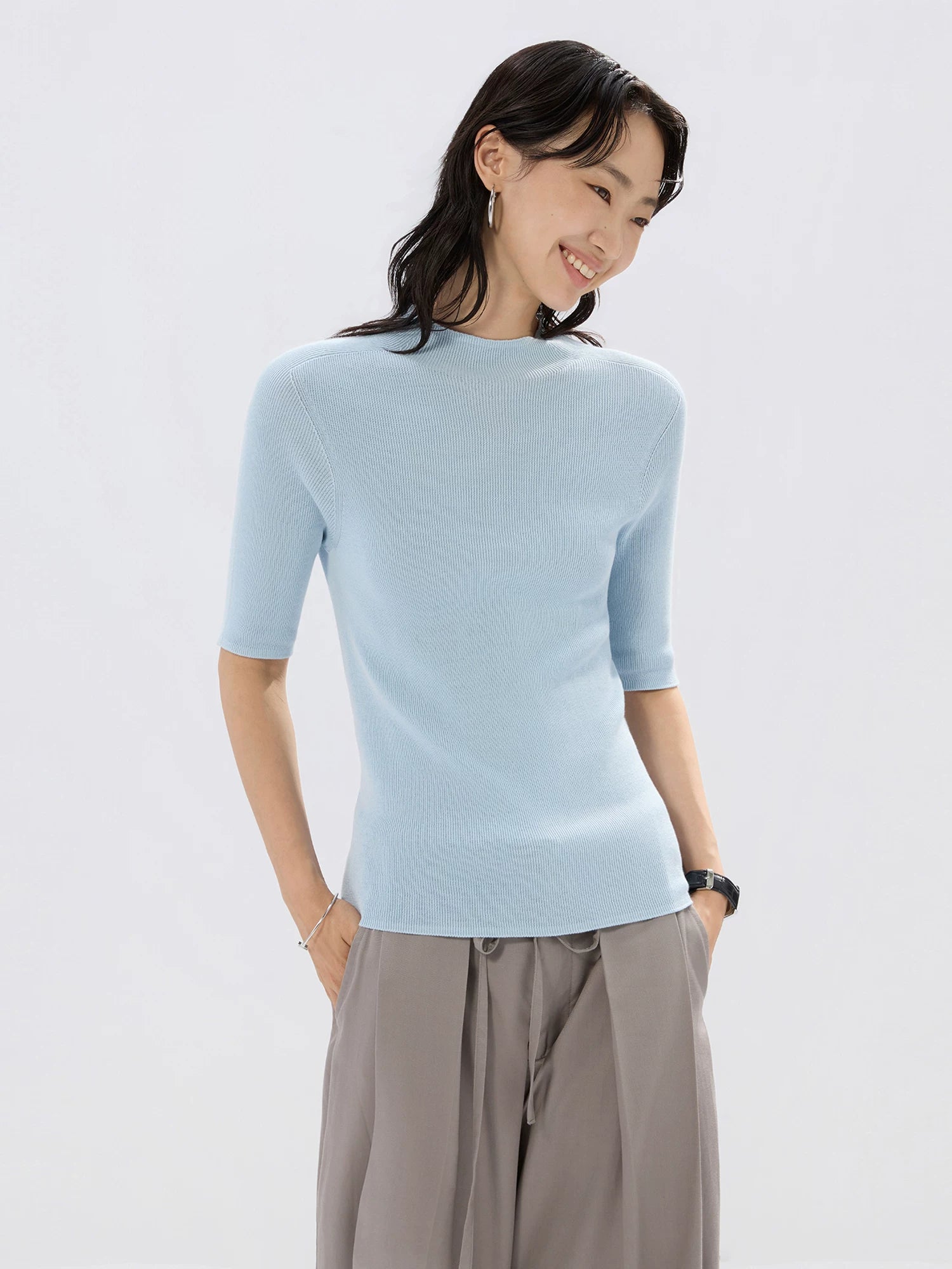 Sameuoo Small Turtleneck Knitted Versatile Tee
