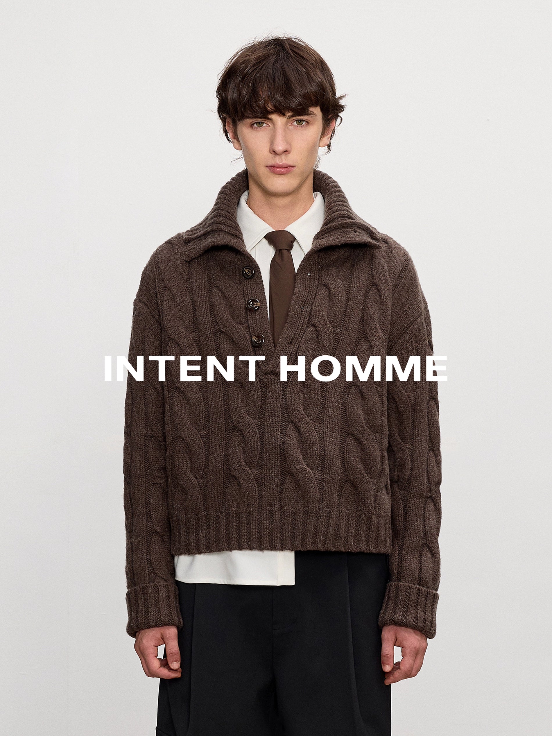 INTENT Vintage Embossed Twisted Thick Needle Sweater