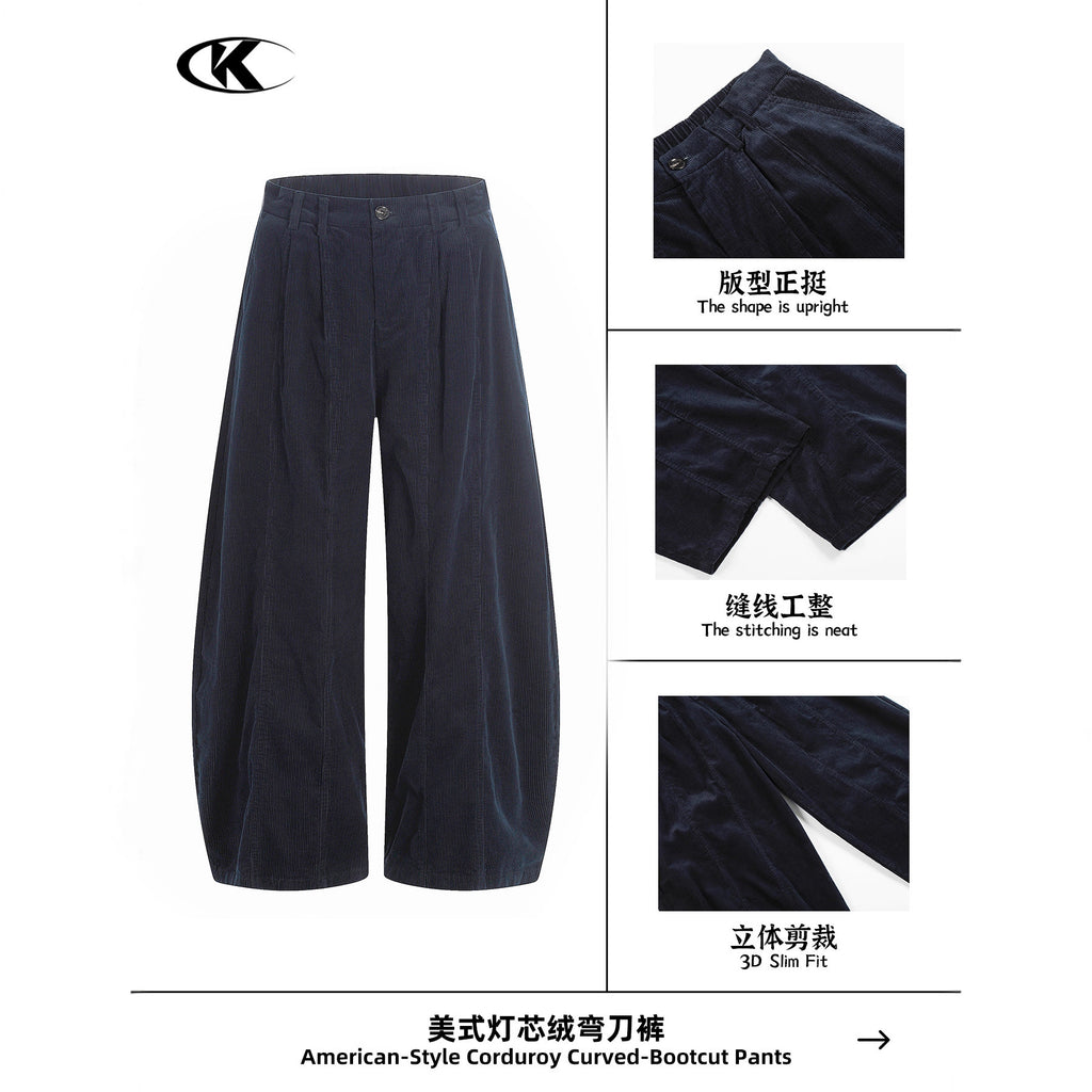 11kn American retro corduroy wide-leg casual pants