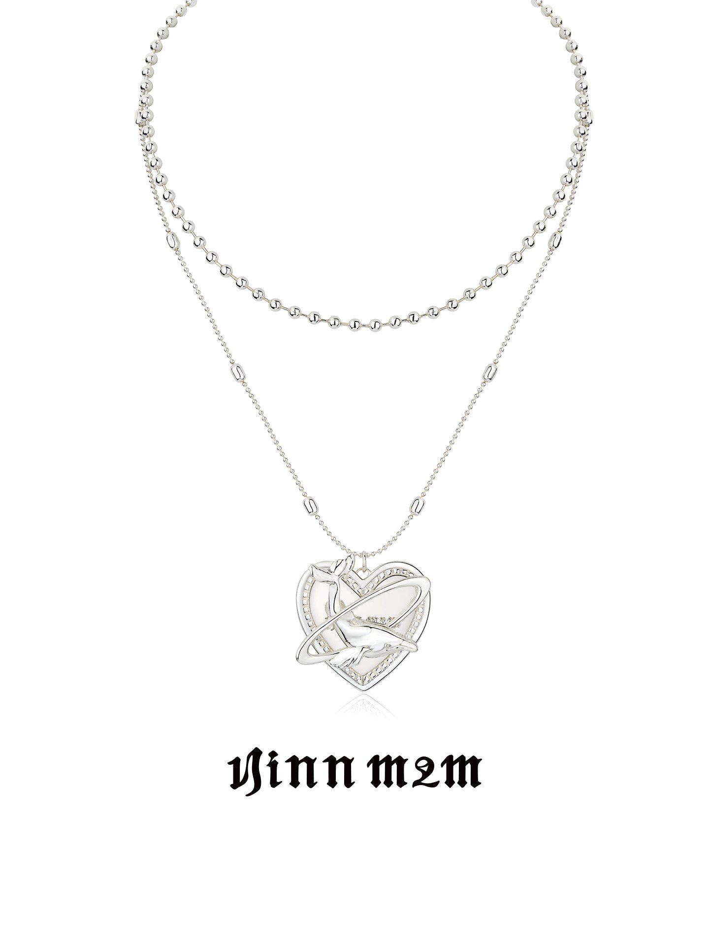 1JINN M2M Double Stacked Whale Love Pendant Necklace
