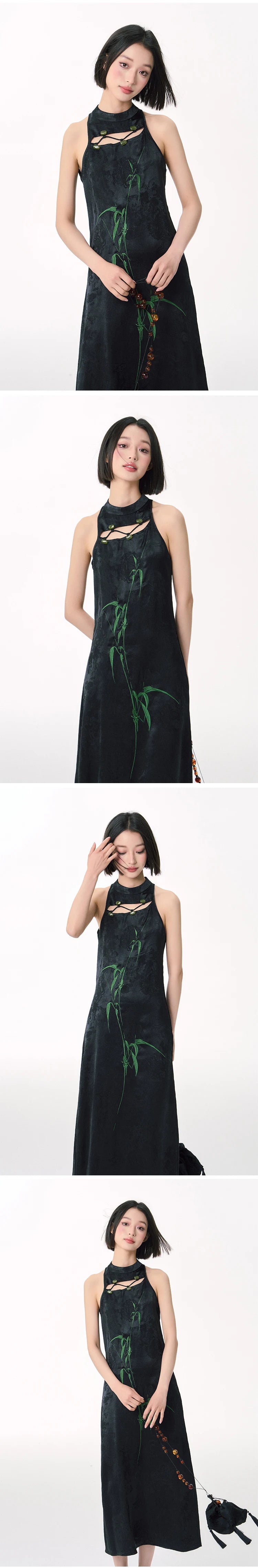 YEDM Bamboo Leaf Embroidered Hollow Dress