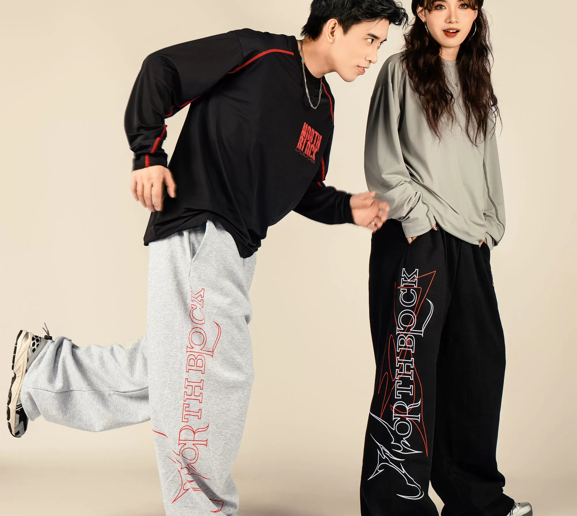 NorthBlock Letter-printed Straight Casual Sweatpants