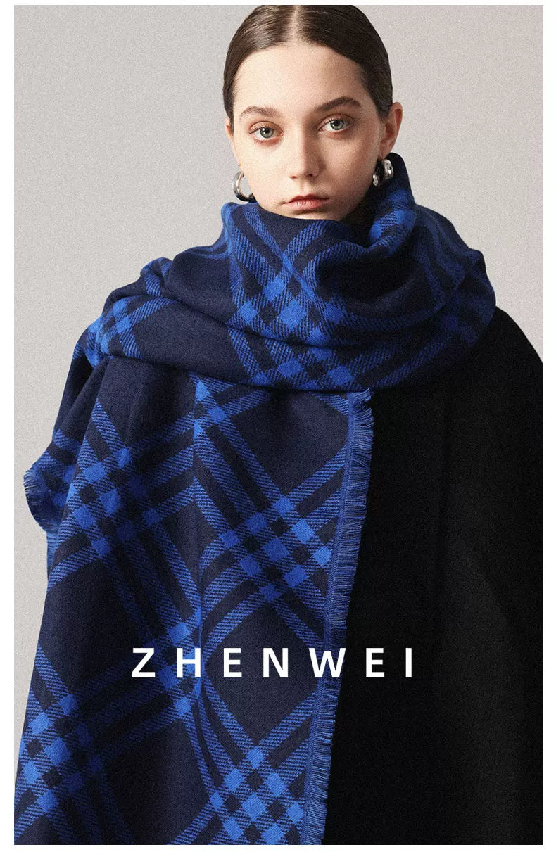 ZHENWEI Lengthened and Widened Shawl Plaid Striped Scarf