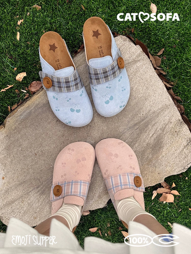 Cat & Sofa Cherry One Pedal Bag Head Half Slippers