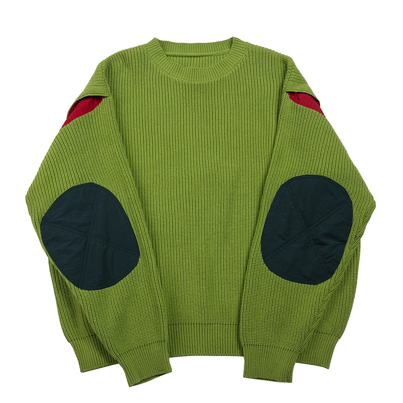 NOEARS Vintage Lazy Wind Contrast Color Loose Sweater