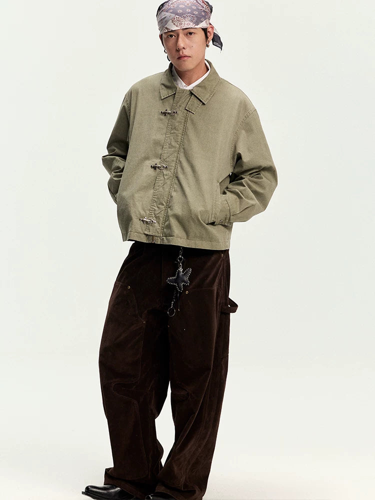 CoosRetro Vintage Washed Old Placket Tooling Jacket