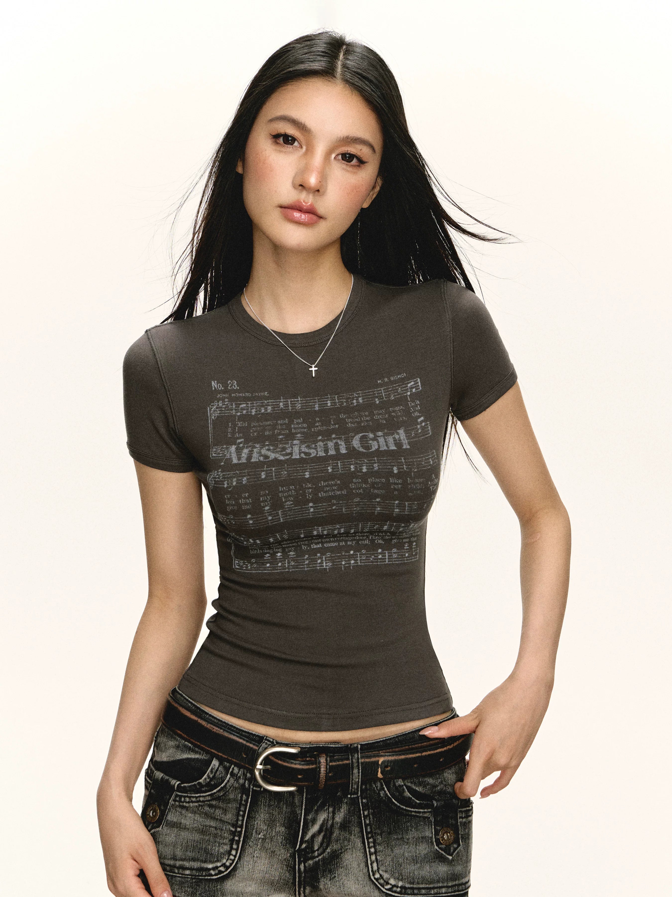 Ariseism Slim Round Neck Versatile Tee