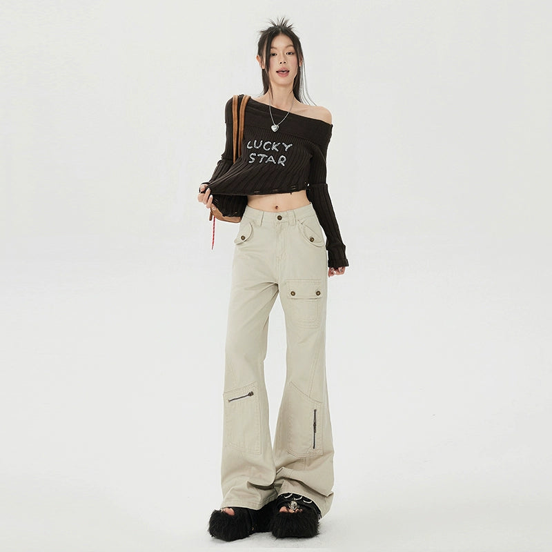 KPSR Micro Straight High Waist Mopping Tooling Jeans