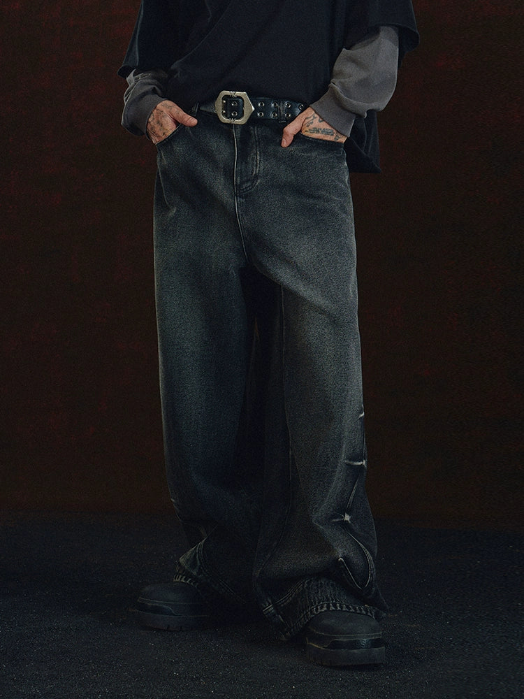 DICETINY Silhouette Splicing Wash Jeans