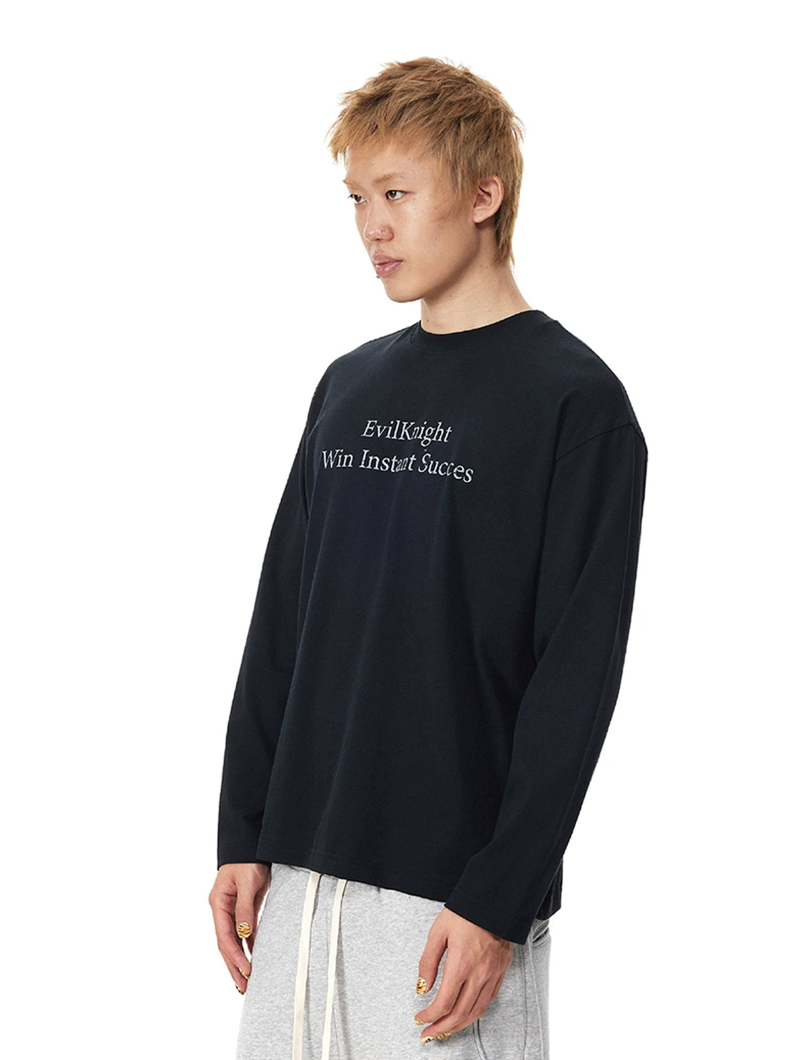 EK Vintage English Loose Casual Crew Neck Long Sleeve