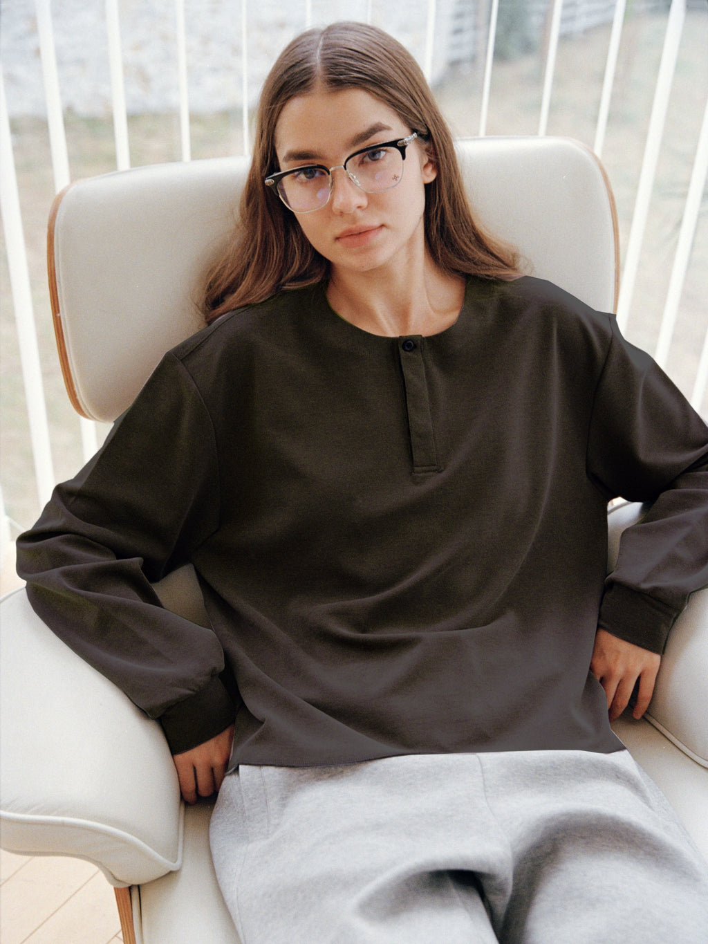 VLABMADE One-button Henry Collar Long Sleeve
