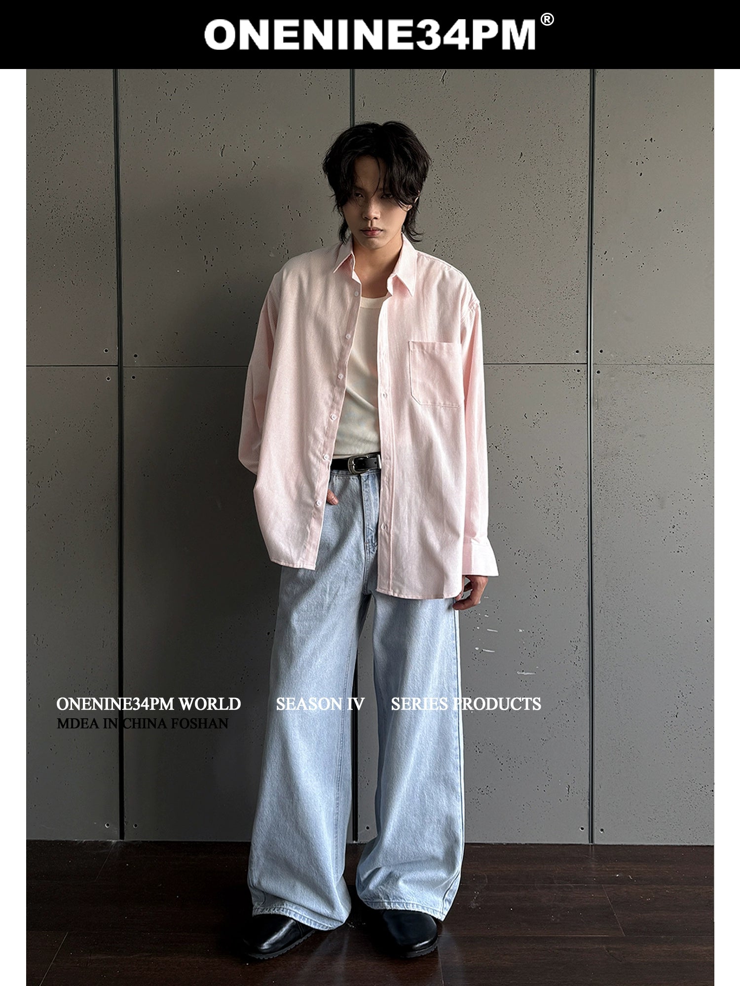 ONENINE34PM Basic Simple Striped Shirt