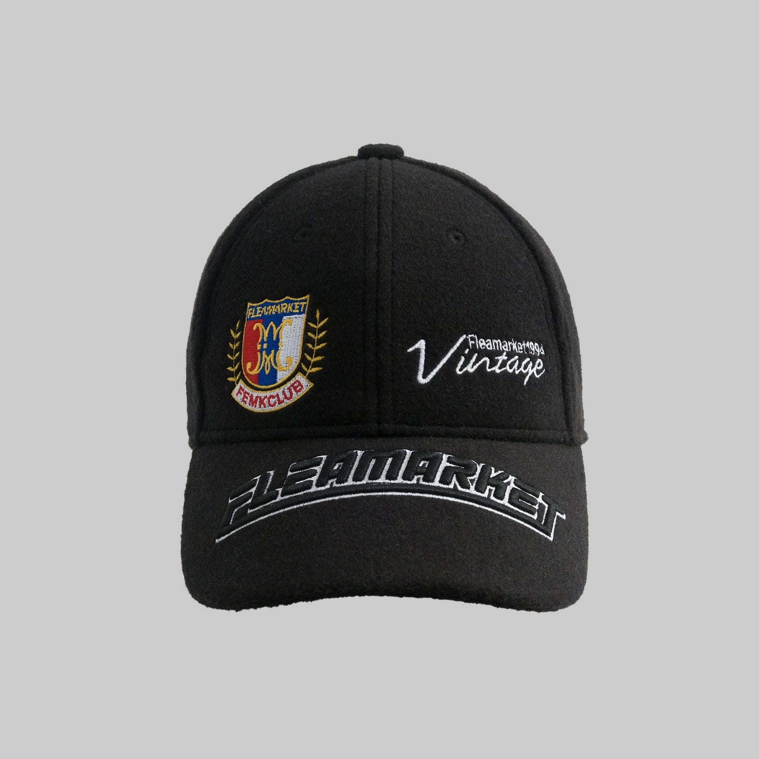 Fleamarket Woolen Brim Embroidered College Style Baseball Cap