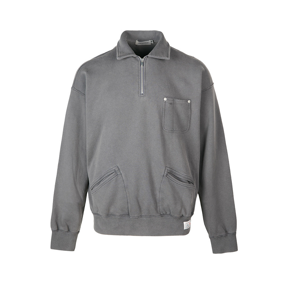 MADEEXTREME Half Zip Lapel Polo Sweater