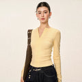 Cherry Melody Slim Slim V-neck Long Sleeves