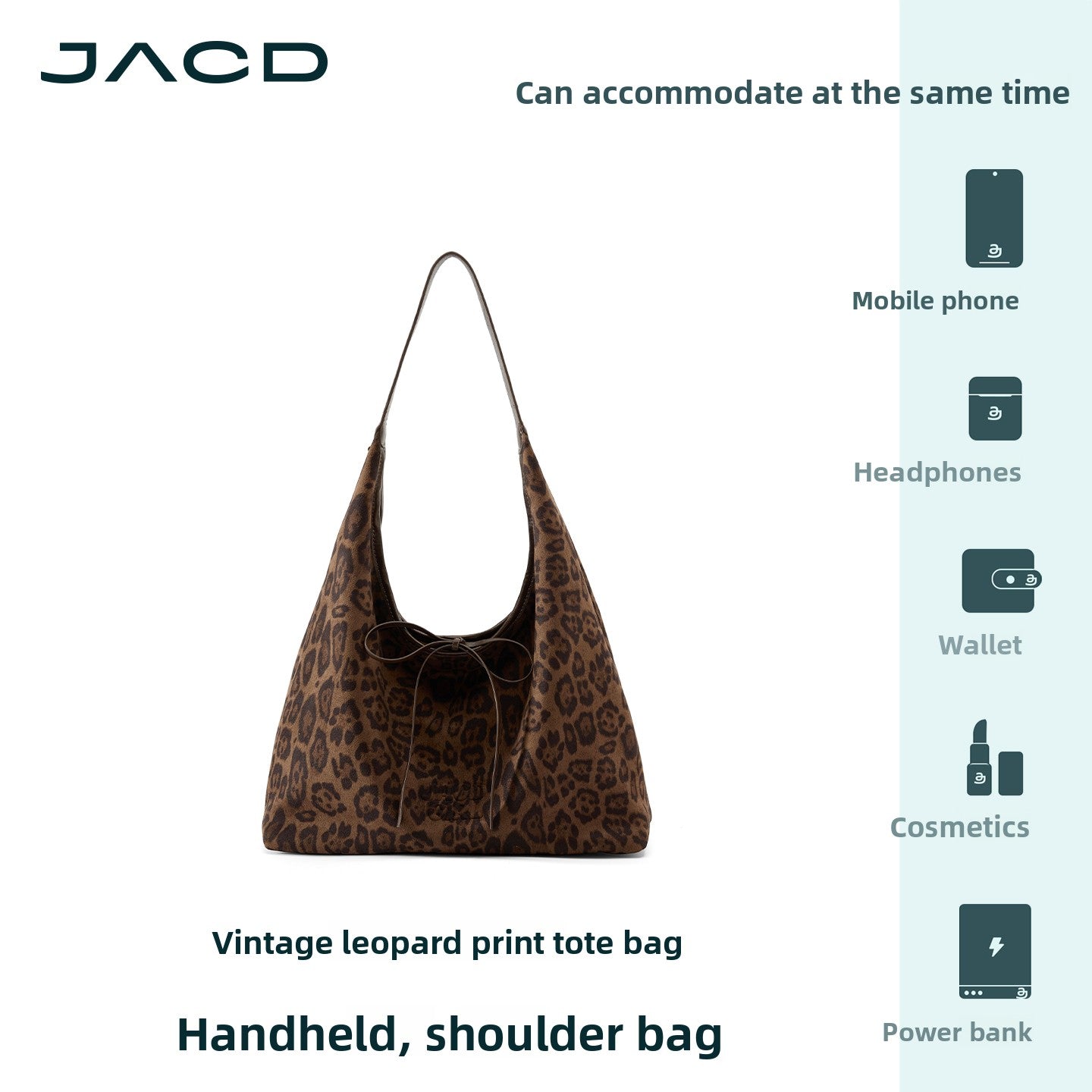 JACD Lazy and Relaxed Leopard Print Bag Women's Large-capacity Tote Bag