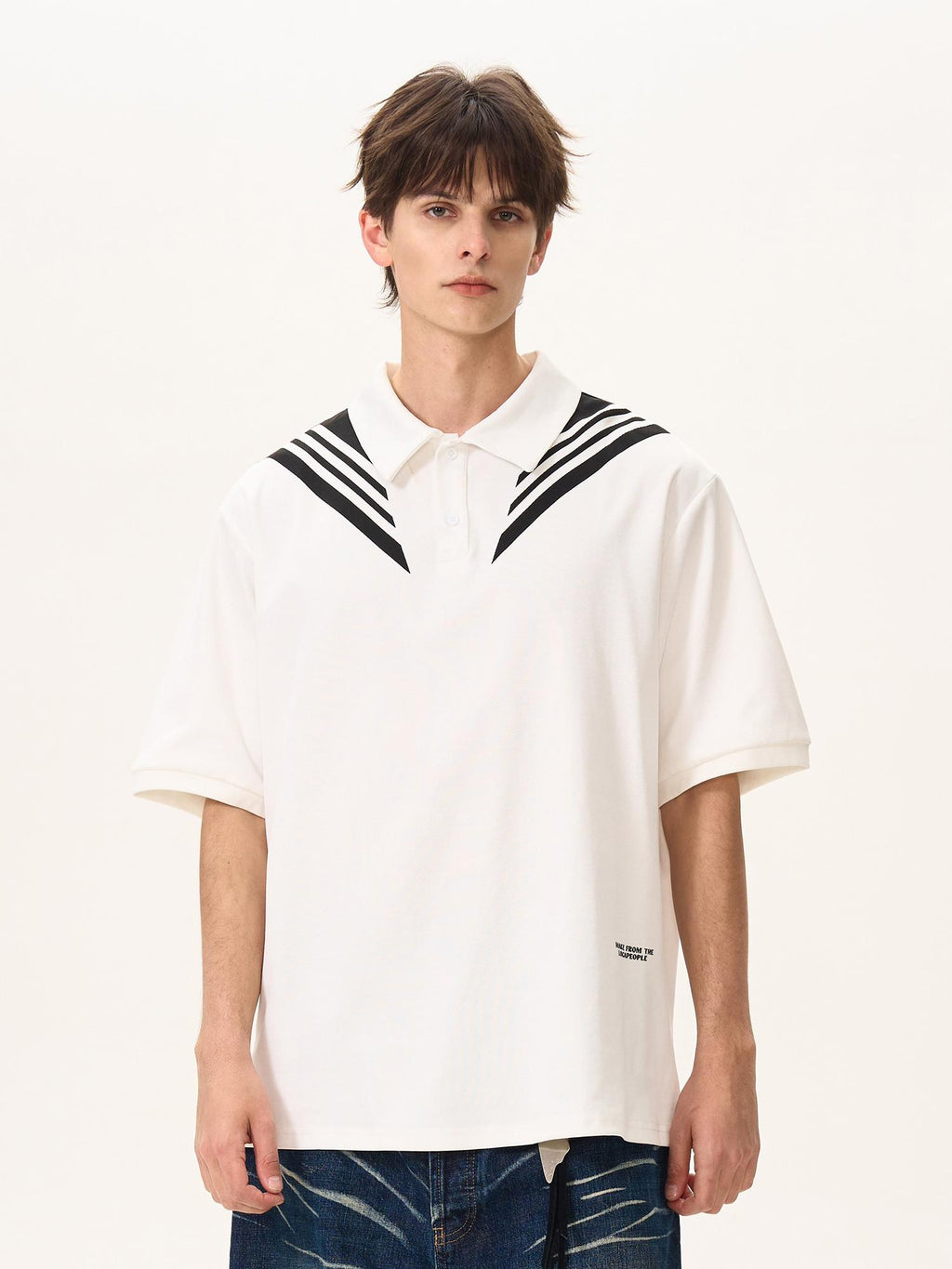 BTSG college style splicing lapel polo shirt