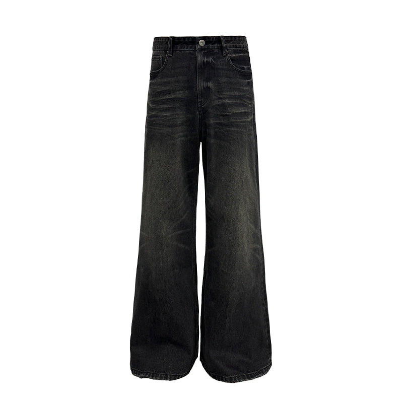 JCAESAR Messy Water Ripple Straight Jeans
