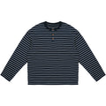 O3PARK Japanese Casual Collarless Striped Polo Shirt