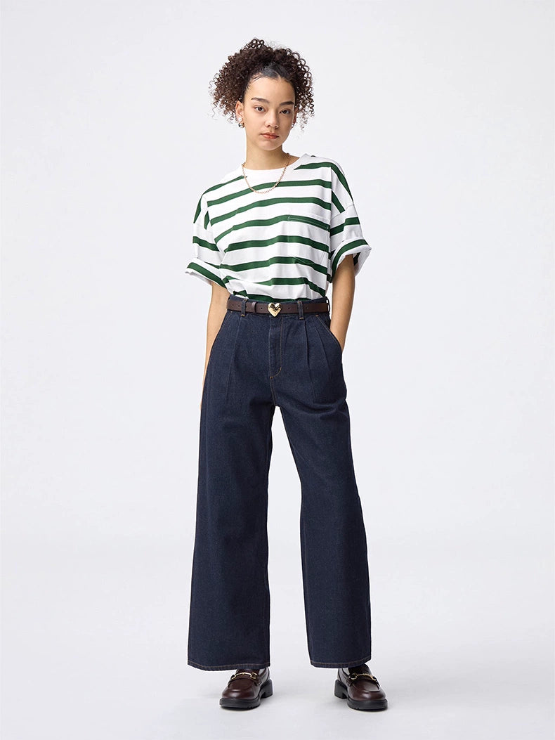 GU Pleated Loose Straight Jeans