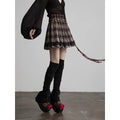 INDULGE Checked Lace Stitching Skirt