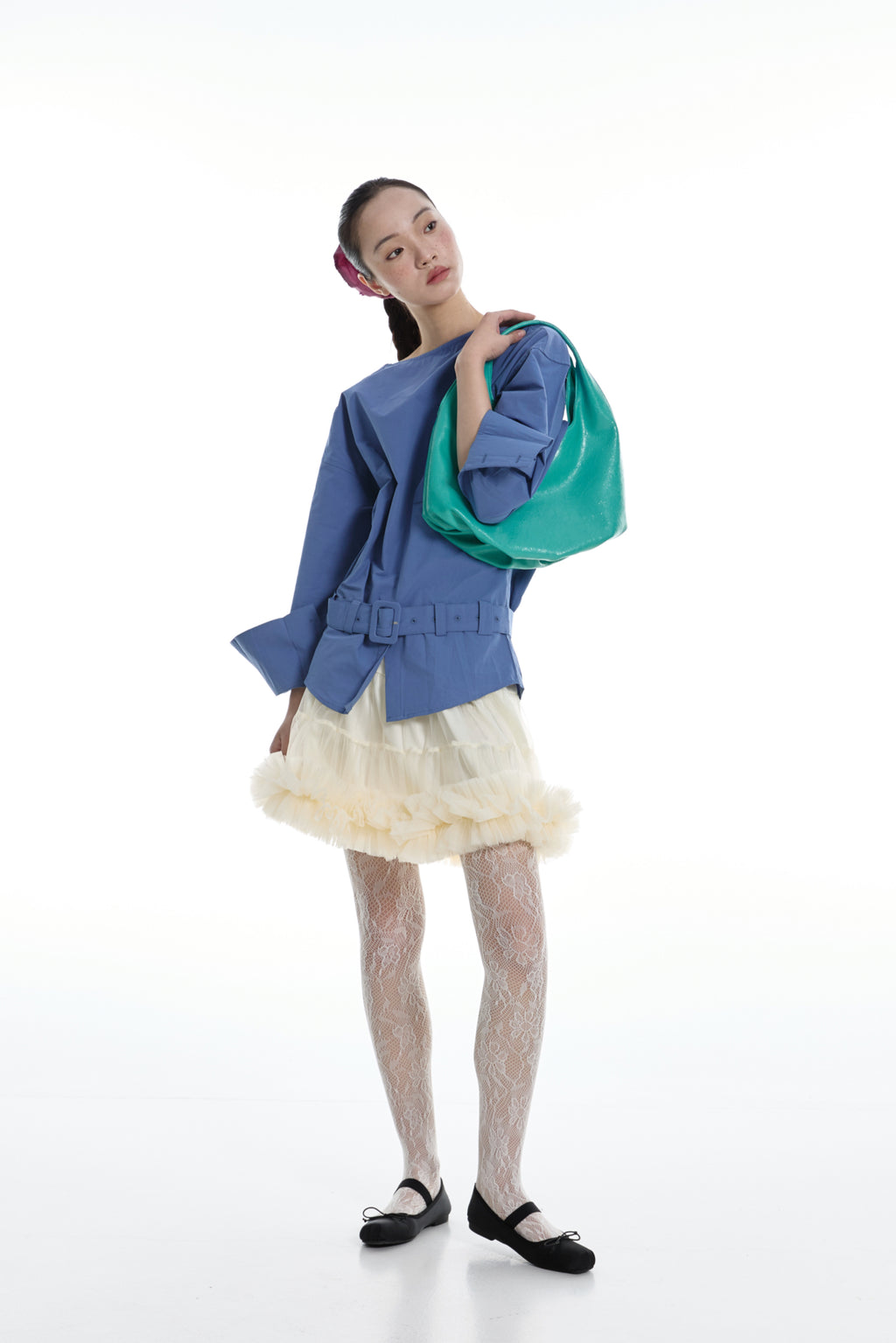 DirtySix Fuka bento soft pleated shiny leather bag