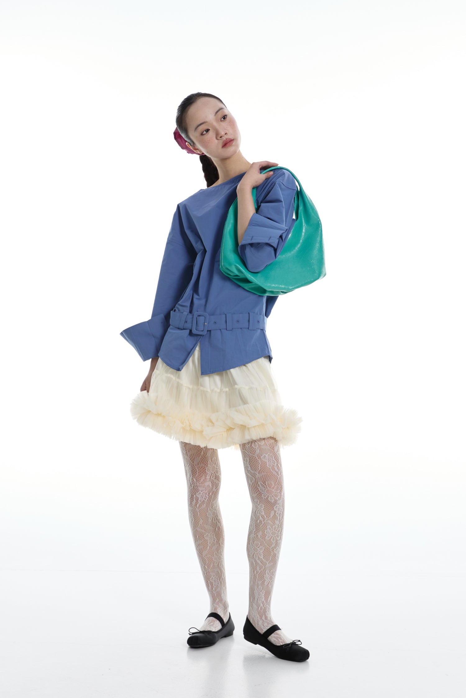 DirtySix Fuka bento soft pleated shiny leather bag