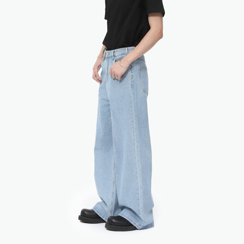 MTLCLOTHES Minimalist Wide Leg Loose Straight Jeans