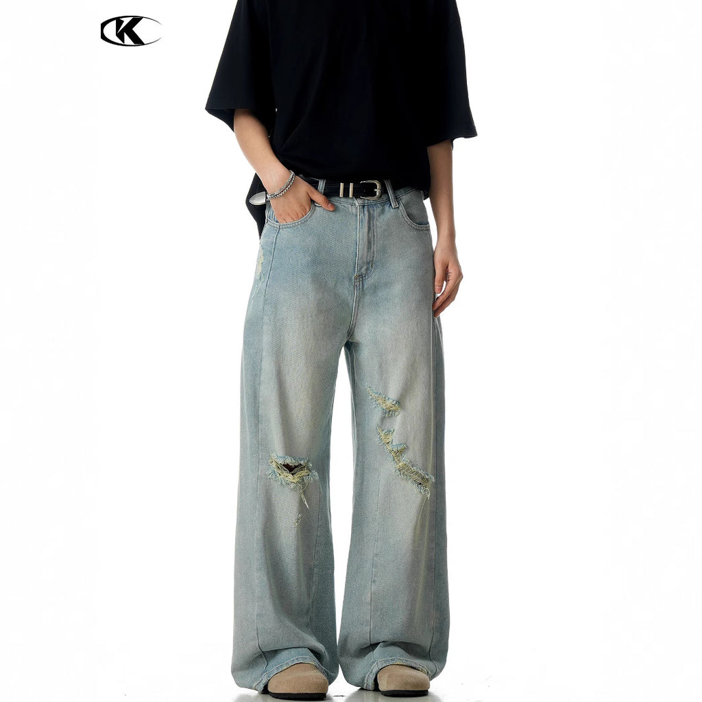 11KN Retro Loose and Thin Wide-leg Casual Jeans