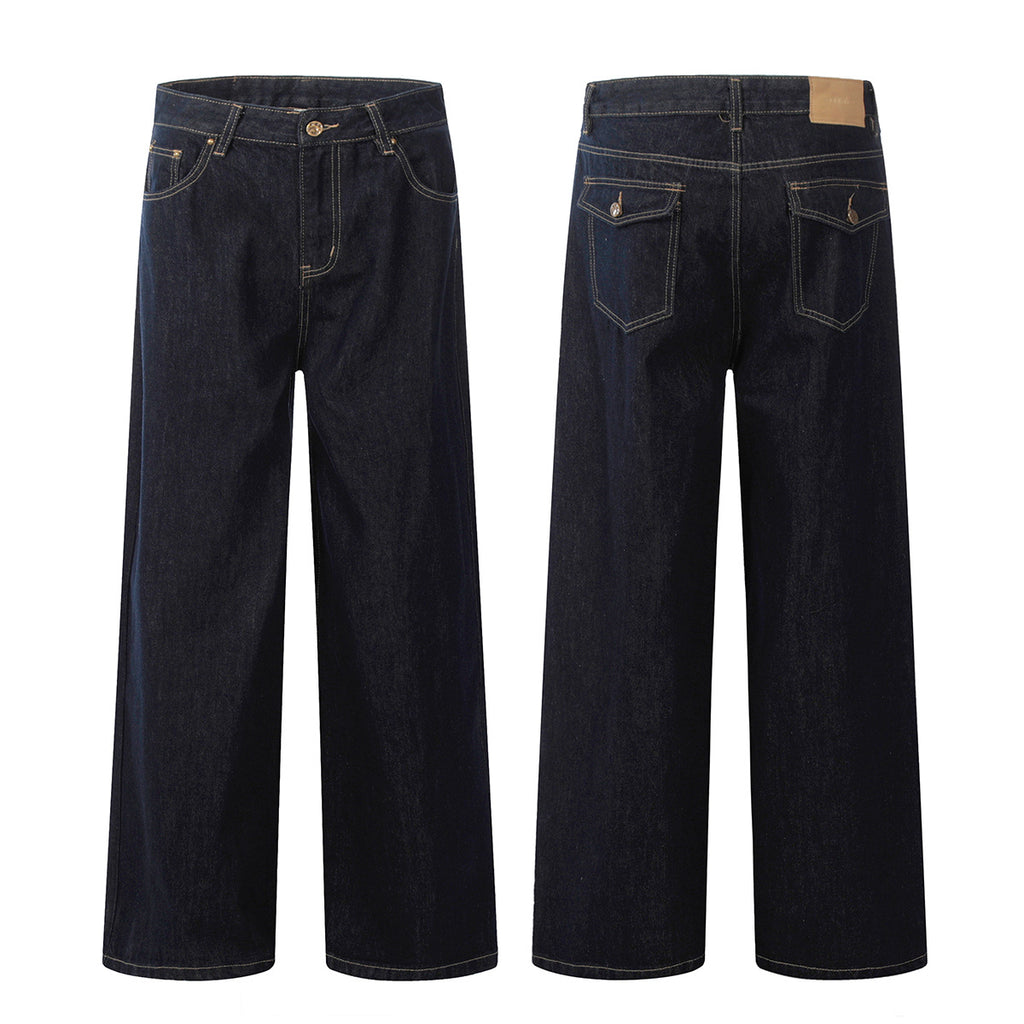 11KN Cleanfit Retro Dark Blue Loose Straight Casual Jeans