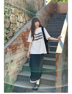KANO Casual Letter Print Loose Tee