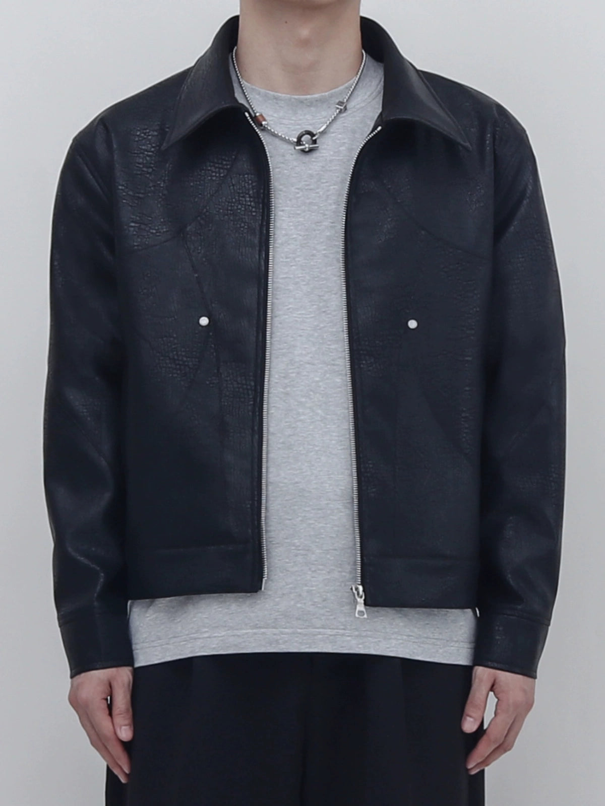 PERDU Snake Stitching Rivet Versatile Vintage Jacket