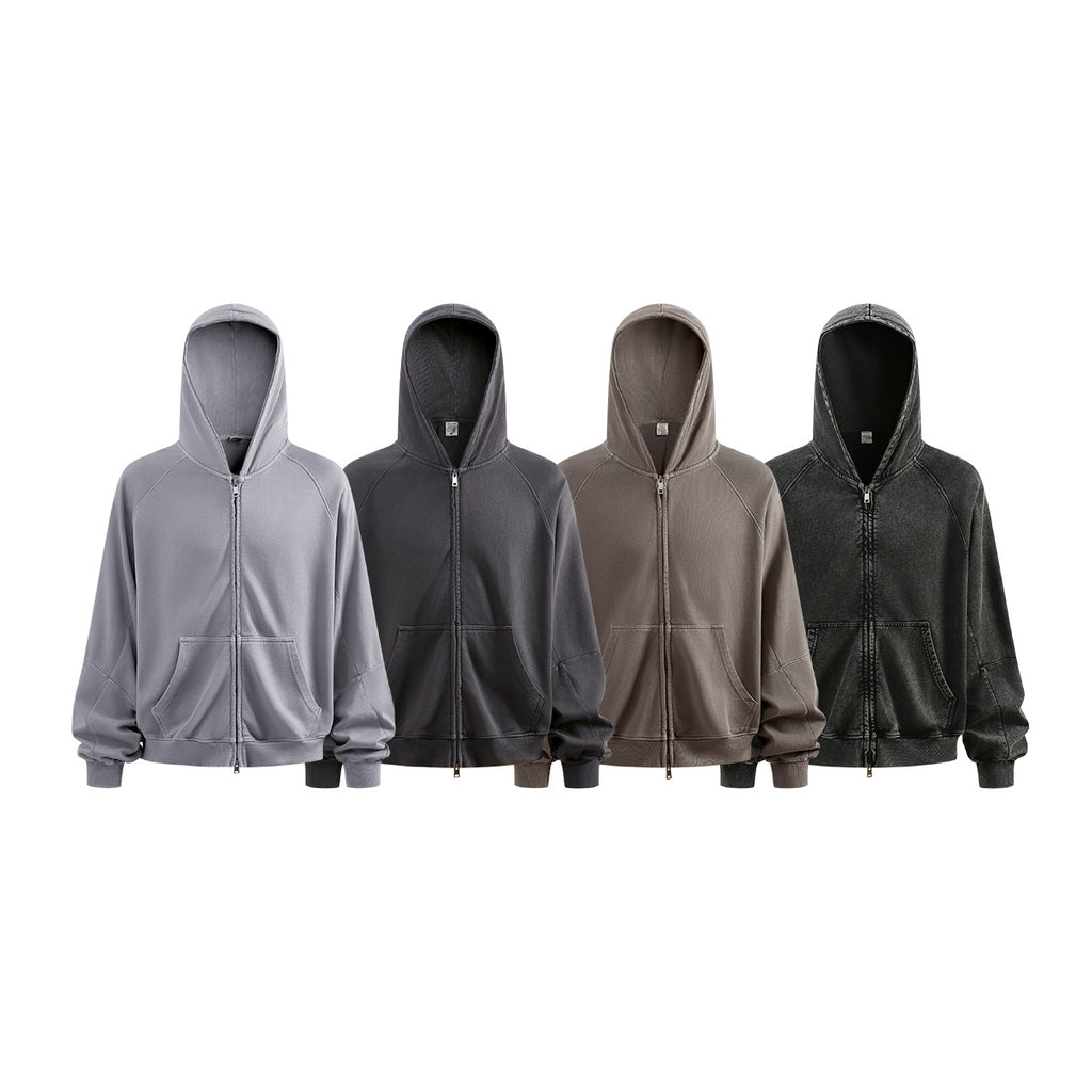 BE Heavy Silhouette Splicing Zip Sweater