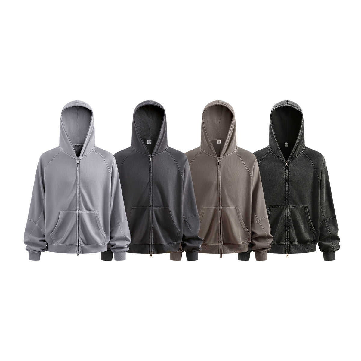 BE Heavy Silhouette Splicing Zip Sweater