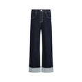 FUNKYFUN 2025SS fold-up pants micro-elastic primary color blue straight jeans