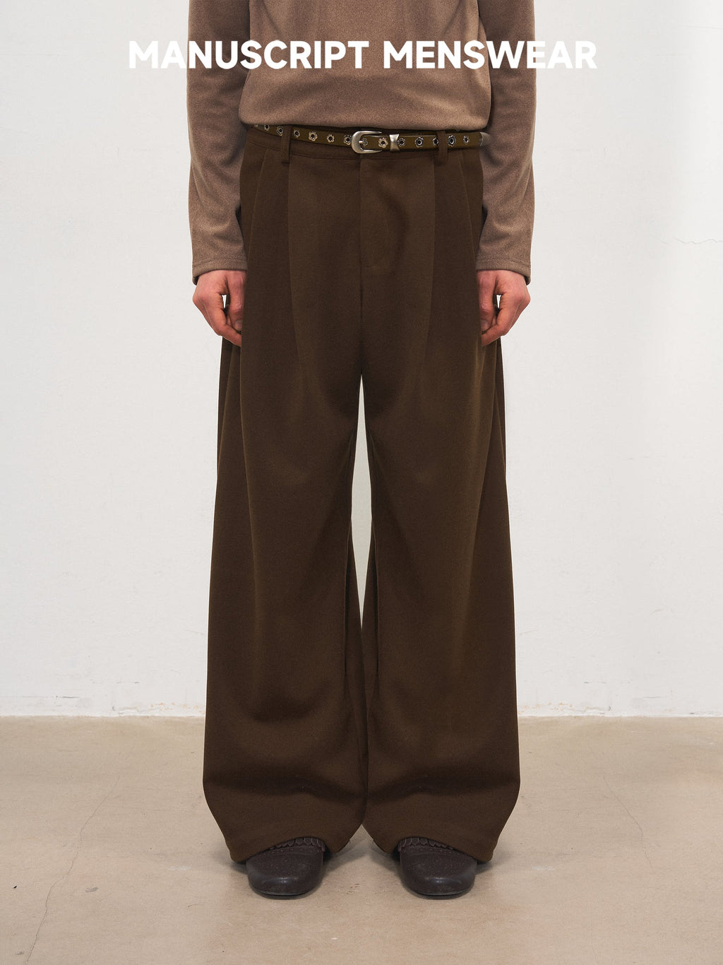 MANUSCRIPT Wide-leg Casual Woolen Trousers