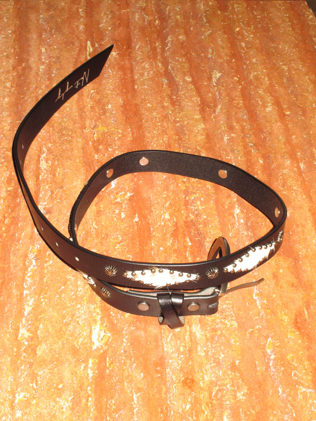 NOT UGLY Prismatic Strike Nail Cross Top Cowhide Belt