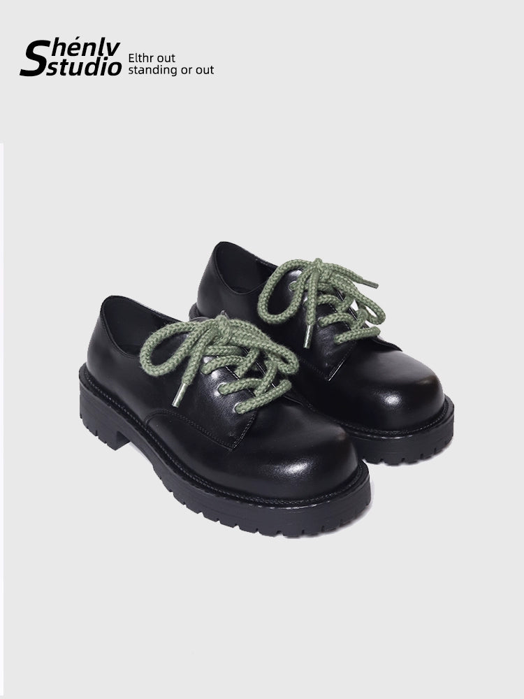 SHENLV STUDIO Contrast color hemp rope derby shoes