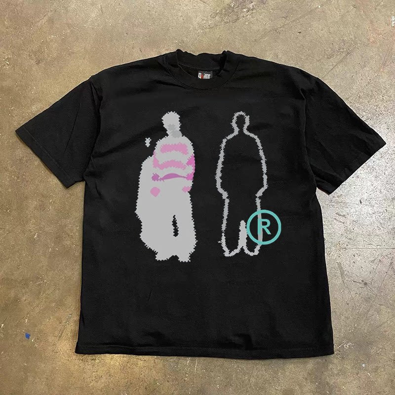 UPUPXIA Simple Printing Casual Tee