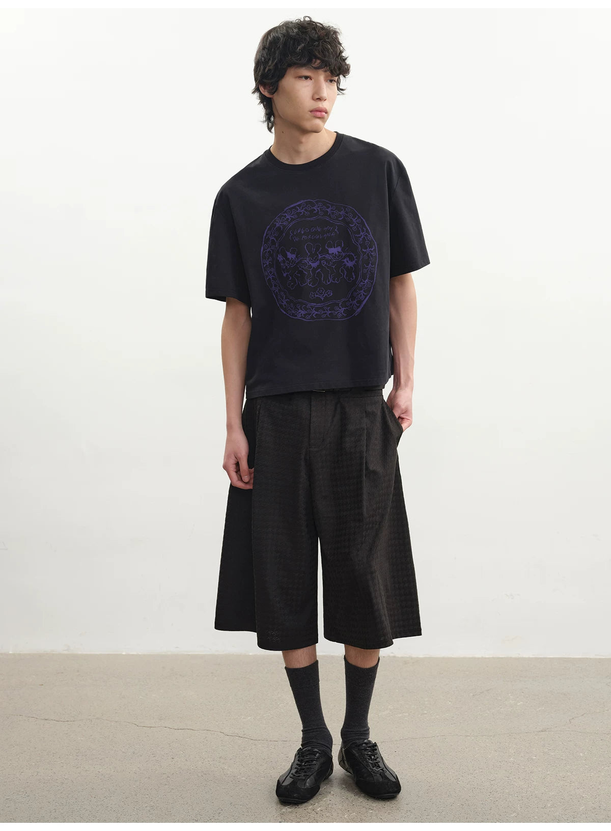 JCAESAR Retro Rabbit Print Casual Tee