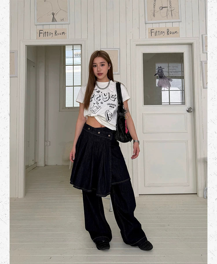 CCYE Fun Print Front Shoulder Versatile Tee