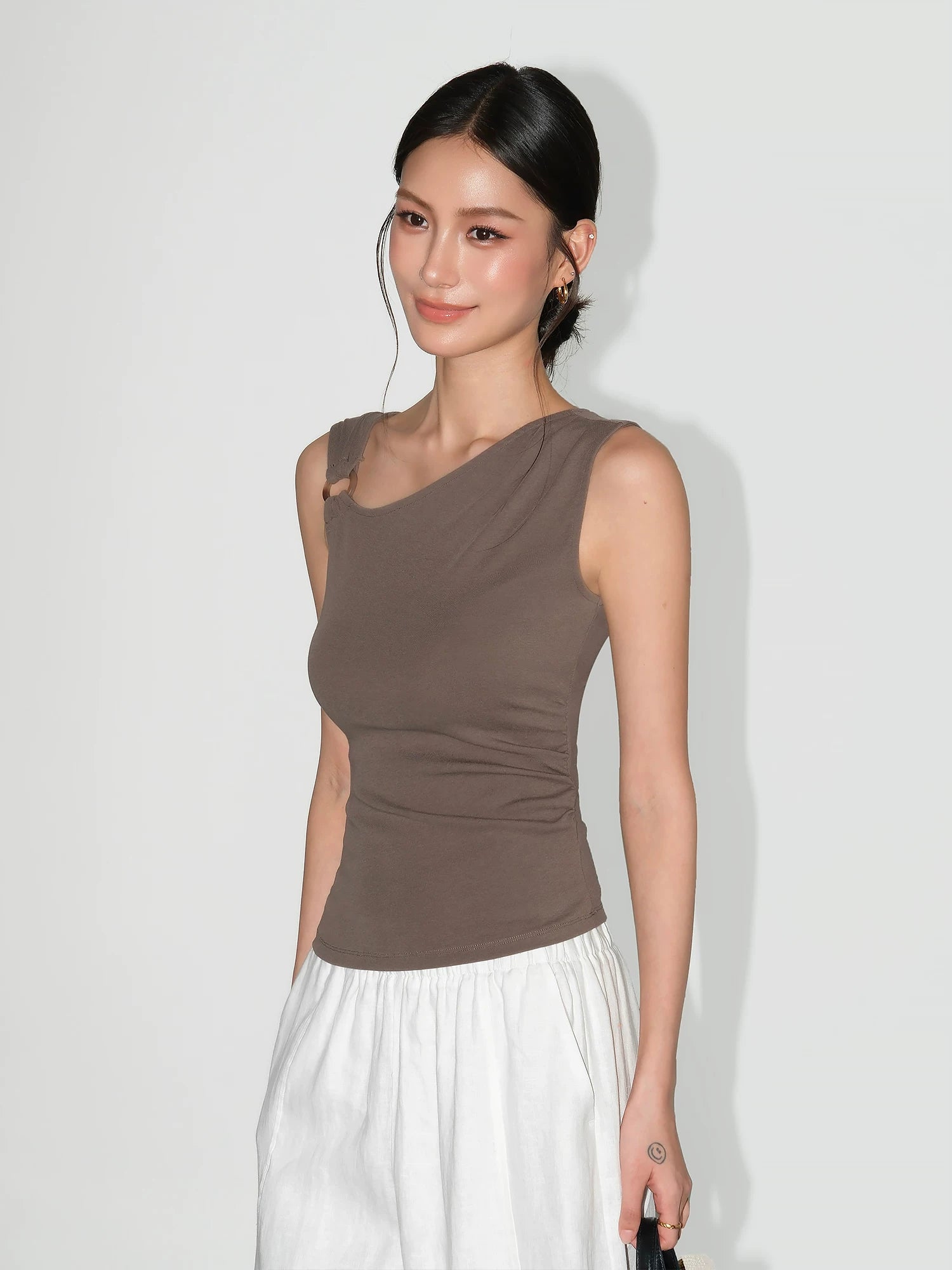 NEVA HU Slanted Shoulder Slim Fit Versatile Sling Vest